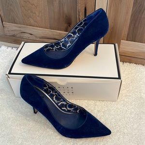 WHBM Velvet Blue Pumps